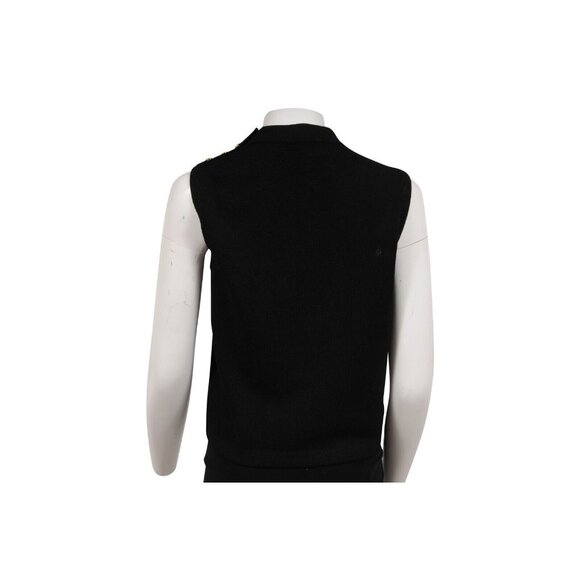 St. John Sport Womens Staple Vest Small Black Wool Rayon Sleeveless Button Neck - Picture 6 of 11